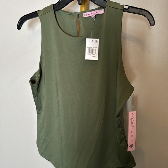 Crave  Fame Women's green Mock Turtleneck Sleeveless Bodysuit Size L - Picture 2 of 10